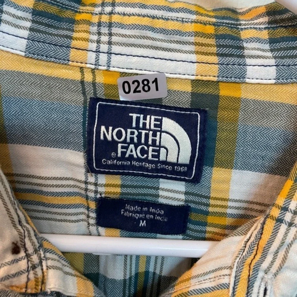 The North Face Mens Plaid‎ Button Down Shirt Yellow Blue Medium